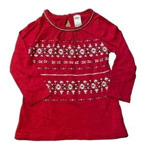 Osh Kosh 2T Girls Shirt Long Sleeve Fall Winter Top 2 Yrs Hearts Floral Red Tops